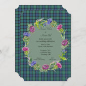 Invitation Tartan Fleur d'Écosse avec cadre doré (Devant / Derrière)