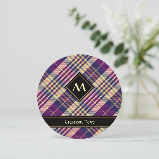 Invitation Tartan mauve, or et bleu (Debout devant)