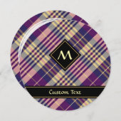 Invitation Tartan mauve, or et bleu (Devant / Derrière)