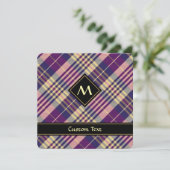 Invitation Tartan mauve, or et bleu (Debout devant)