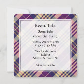 Invitation Tartan mauve, or et bleu (Dos)