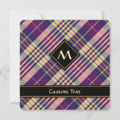 Invitation Tartan mauve, or et bleu (Devant)