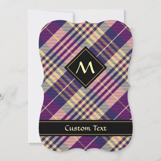 Invitation Tartan mauve, or et bleu (Devant)