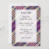 Invitation Tartan mauve, or et bleu (Dos)