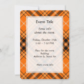 Invitation Tartan orange d'Halloween (Dos)