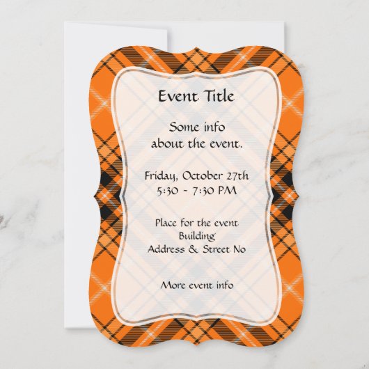Invitation Tartan orange d'Halloween (Dos)