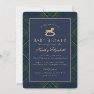 Invitation Tartan Plaid Cheval à Bascule Classique Baby Showe