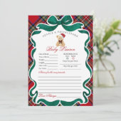 Invitation Tartan Plaid Christmas Bear Advice for Baby Card (Debout devant)