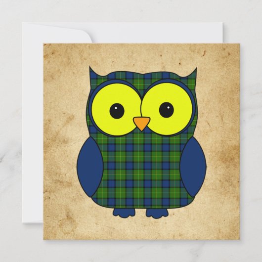 Invitation Tartan Plaid Owl V7 Anniversaire (Devant)
