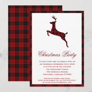 Invitation Tartan Reindeer écossais Fête de Noël