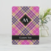 Invitation Tartan rose, or et bleu (Debout devant)