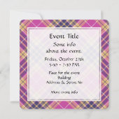 Invitation Tartan rose, or et bleu (Dos)