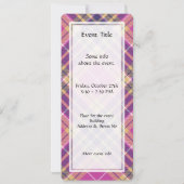 Invitation Tartan rose, or et bleu (Dos)