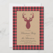 Invitation Tartan Rustique Plaid Reindee Noël fête (Devant)