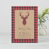 Invitation Tartan Rustique Plaid Reindee Noël fête (Debout devant)