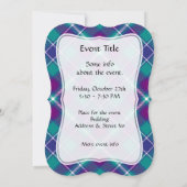Invitation Tartan vert de mer, violet et bleu (Dos)