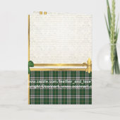 Invitation Tartan vert & or sur damas (Dos)