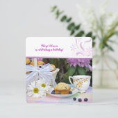 Invitation Tartelette aux myrtilles pour brunch d'anniversair (Debout devant)