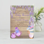 Invitation Tasse à thé Wisteria Baby shower Parties scintilla (Debout devant)