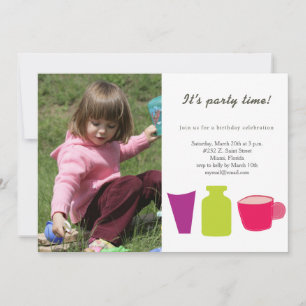 Invitation tasse, bouteille et verre