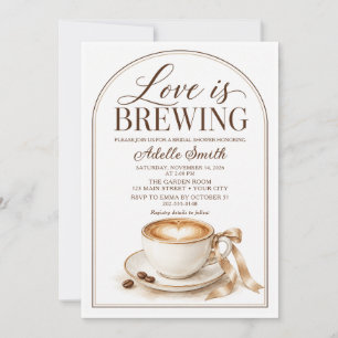 Invitation Tasse de Café Mariage Champagne Ruban Love Is Brew
