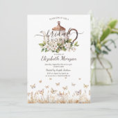 Invitation Tasse de thé à l'aquarelle Papillons de pré (Debout devant)