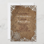 Invitation tasse de thé de la dentelle du pays de burlap (Dos)