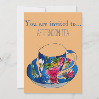 Invitation tasse de thé Vintage l'après-midi ou goûter le mat