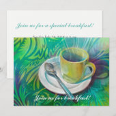 Invitation Tasse et cuillère sur un fond analogue frais (Devant / Derrière)