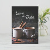 Invitation Tasse Rustique de Thé et de Chocolat Chaud Save th (Debout devant)