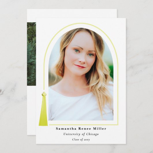 Invitation Tassel Arch Moderne Minimal 2 Diplôme Photo (Devant / Derrière)