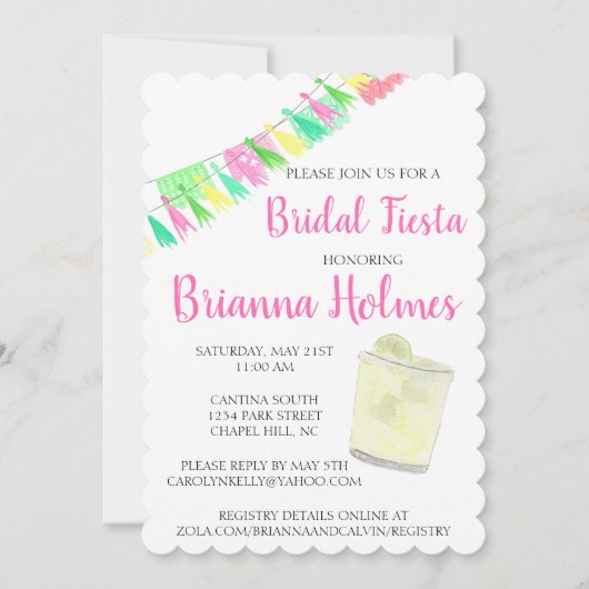 Invitation Tassel Personnalisé Papel Picado Rose Vert Fiesta (Devant)