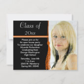 Invitation Tassel Photo Graduation Party Orange and Black (Devant)