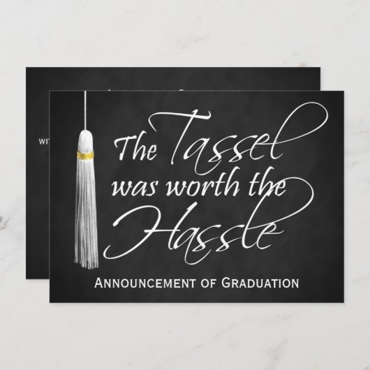 Invitation Tassel Worth the Hassle College Graduation, Medium (Devant / Derrière)