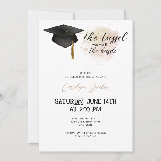 Invitation Tassel Worth The Hassle Graduation Party (Devant)