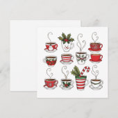Invitation Tasses à thé drôles pour Noël (Devant / Derrière)