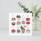 Invitation Tasses à thé drôles pour Noël (Debout devant)
