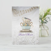 Invitation Tasses à thé en dentelle élégante pour la fête de  (Debout devant)