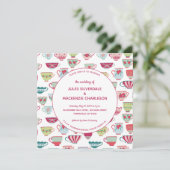 Invitation Tasses à thé Mariage moderne Vintage (Debout devant)
