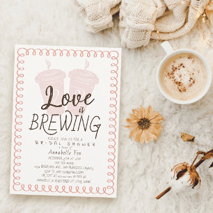 Invitation Tasses de café à emporter Love is Brewing pour la