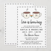 Invitation Tasses de café charmantes L'amour est en train de  (Devant / Derrière)