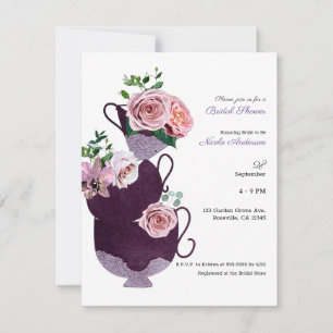 Invitation Tasses de thé floral pour la fête de mariage