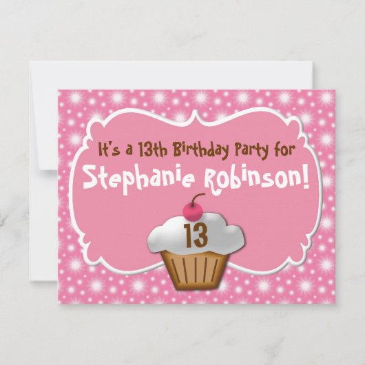 Invitation Tastey Frosted Cupcake 13e anniversaire (Devant)