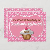 Invitation Tastey Frosted Cupcake Premier anniversaire (Devant / Derrière)