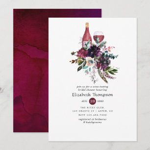 Invitation Tasting de vin rouge Burgundy Plum Shower de maria