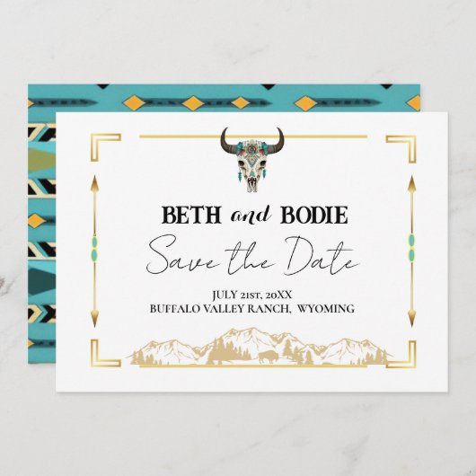 Invitation Tatanka Bison Yellowstone Ranch Enregistrer la dat (Devant / Derrière)