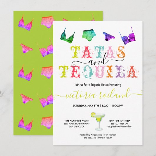 Invitation Tatas et Tequila Lingerie Fête des mariées (Devant / Derrière)