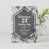 Invitation Tatau noir et blanc diamant (Debout devant)