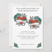 Invitation Tatouage Coeurs Tatouage Mariage graphique (Devant)