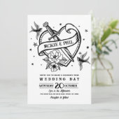 Invitation Tatouage mariage Traditionnel Rocher Doses Coeurs (Debout devant)